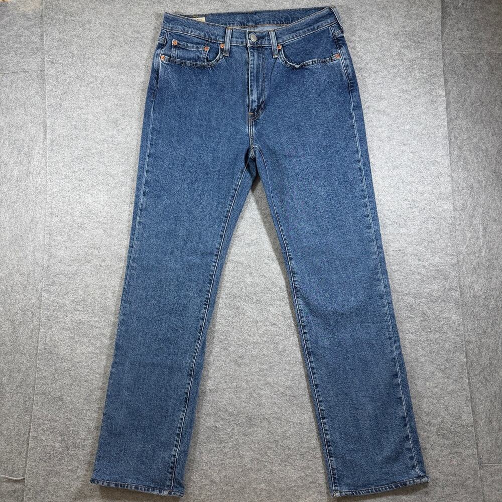 Levi's 514 Straight Jeans Mens 34x32 Medium Blue Wash Stretch Denim Red Tab